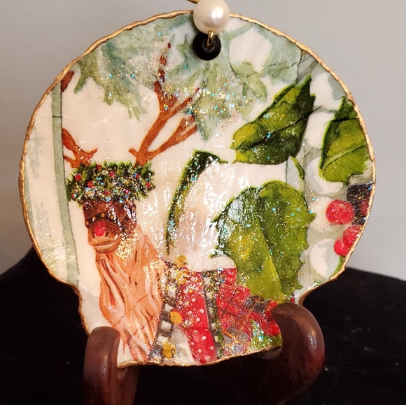 Mckenzie Childs Inspired Design Reindeer Ornament or Dish ⚜️🖤⚜️ - Picture 2 of 5